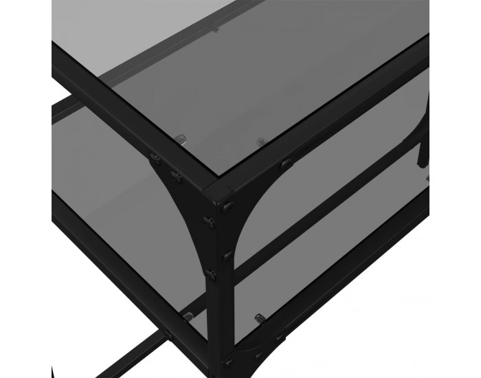 Sonata H Конзолна маса с черен стъклен плот 80x35x81 см стомана