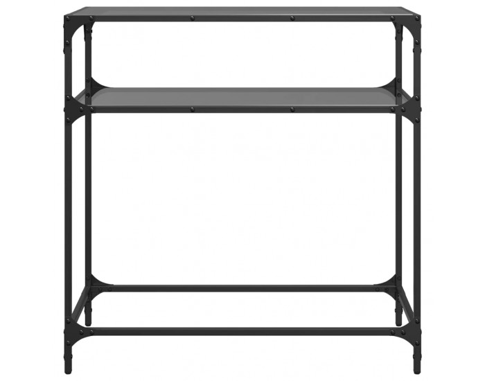 Sonata H Конзолна маса с черен стъклен плот 80x35x81 см стомана