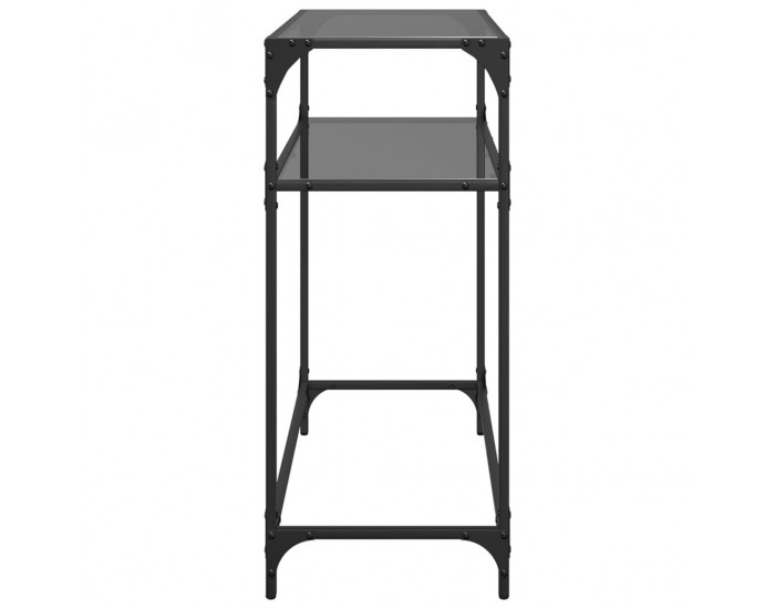 Sonata H Конзолна маса с черен стъклен плот 80x35x81 см стомана