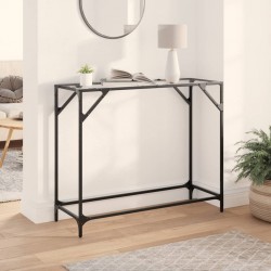 Sonata H Конзолна маса с прозрачен стъклен плот 98x35x81 см стомана - Холни маси