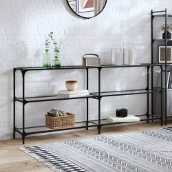 Sonata H Конзолна маса с прозрачен стъклен плот 194,5x30x81 см стомана - Маси
