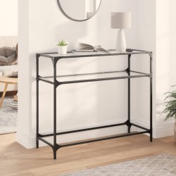 Sonata H Конзолна маса с прозрачен стъклен плот 98x35x81 см стомана - Холни маси