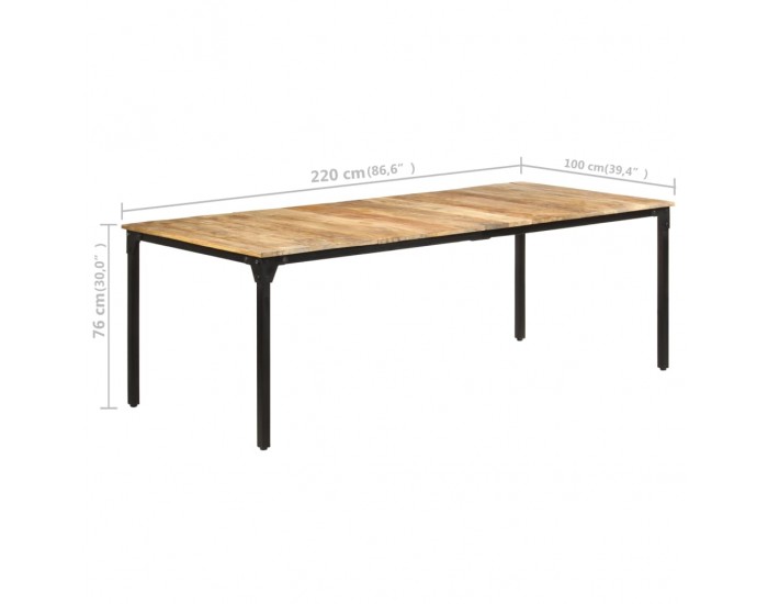Sonata H Трапезна маса, 220x100x76 см, грубо мангово дърво