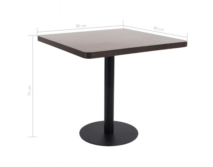 Sonata H Бистро маса, тъмнокафява, 80x80 см, МДФ