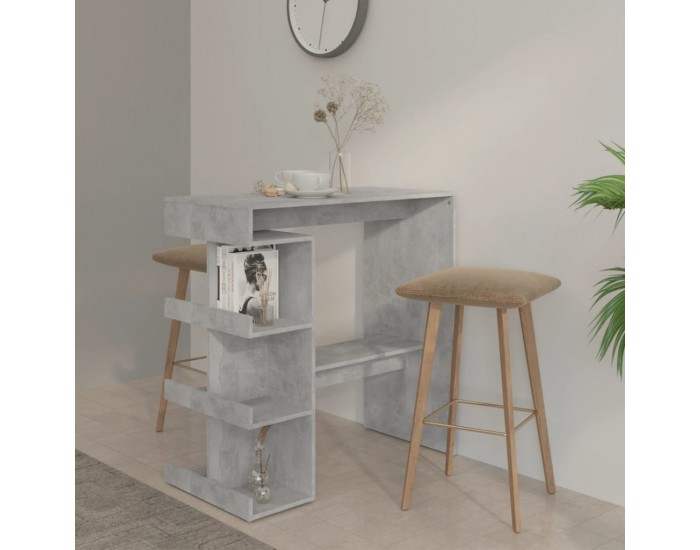 Sonata H Бар маса с рафтове бетонно сива 100x50x101,5 см инженерно дърво