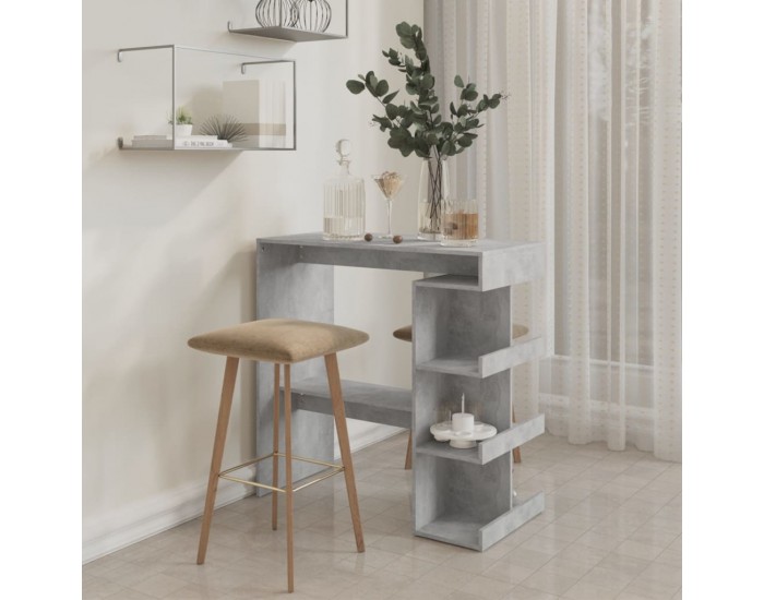 Sonata H Бар маса с рафтове бетонно сива 100x50x101,5 см инженерно дърво