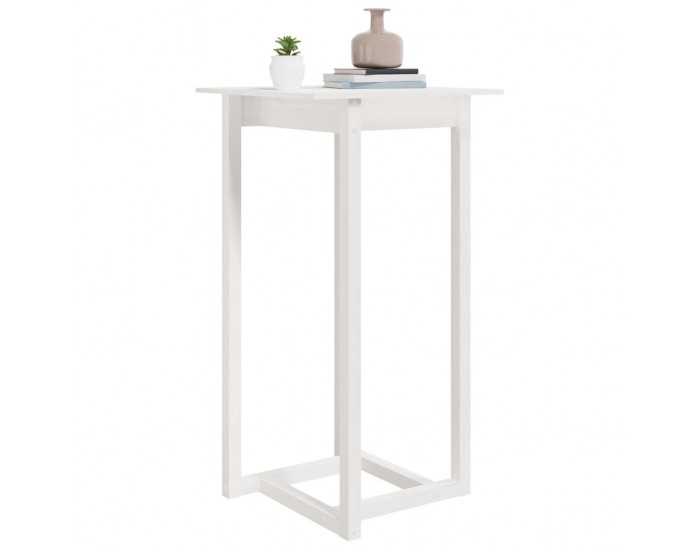 Sonata H Бар маса, бяла, 60x60x110 см, борово дърво масив