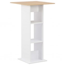 Sonata H Бар маса, бяло и сонома дъб, 60x60x110 см - Трапезни маси