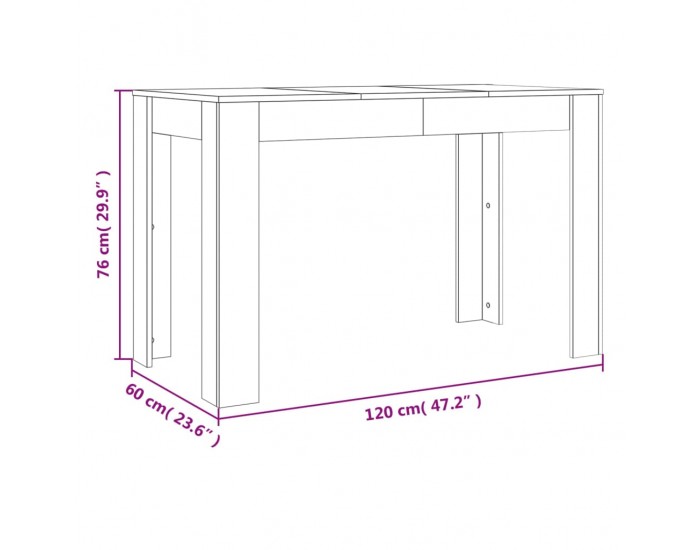Sonata H Трапезна маса, сив сонома, 120x60x76 см, инженерно дърво