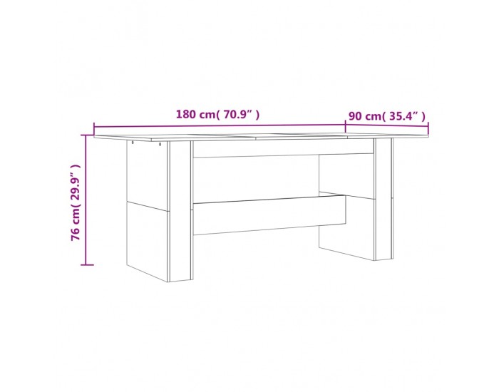 Sonata H Трапезна маса, опушен дъб, 180x90x76 см, инженерно дърво