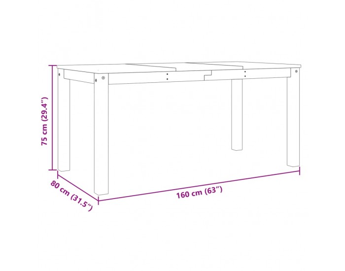 Sonata H Трапезна маса Panama 160x80x75 см бор масив