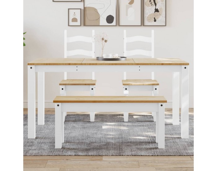 Sonata H Трапезна маса Panama бяла 160x80x75 см бор масив