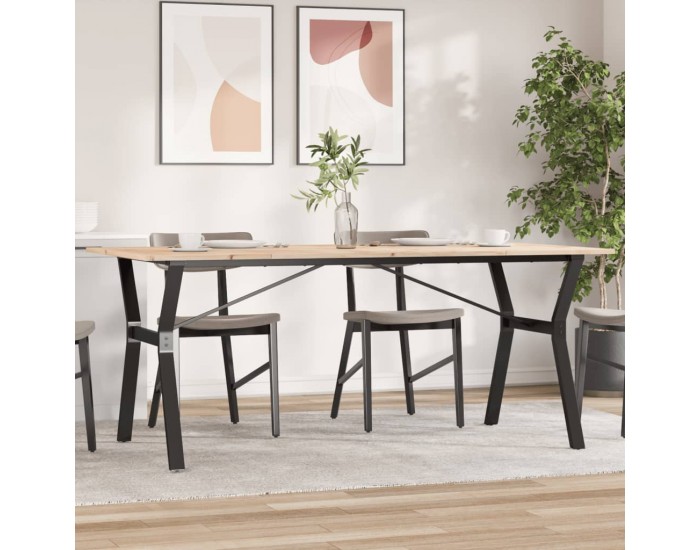 Sonata H Трапезна маса Y-образна рамка 180x90x75 см бор масив и чугун