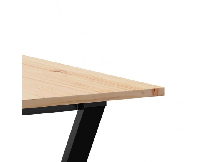 Sonata H Трапезна маса Y-образна рамка 180x90x75 см бор масив и чугун