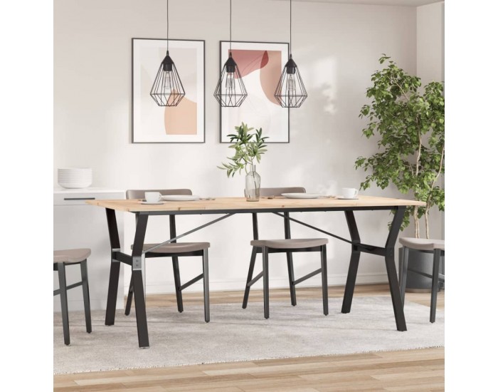 Sonata H Трапезна маса Y-образна рамка 180x90x75 см бор масив и чугун