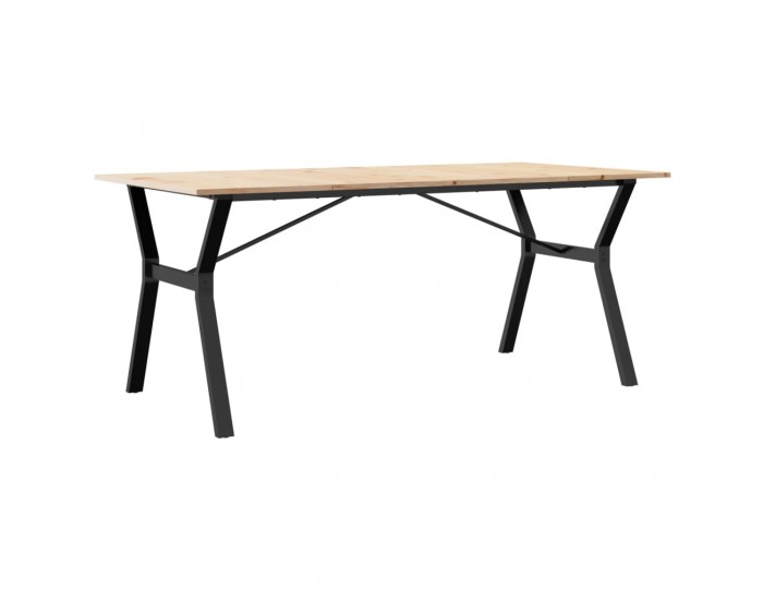 Sonata H Трапезна маса Y-образна рамка 180x90x75 см бор масив и чугун
