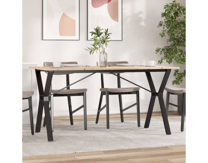 Sonata H Трапезна маса Y-образна рамка 140x80x75 см бор масив и чугун