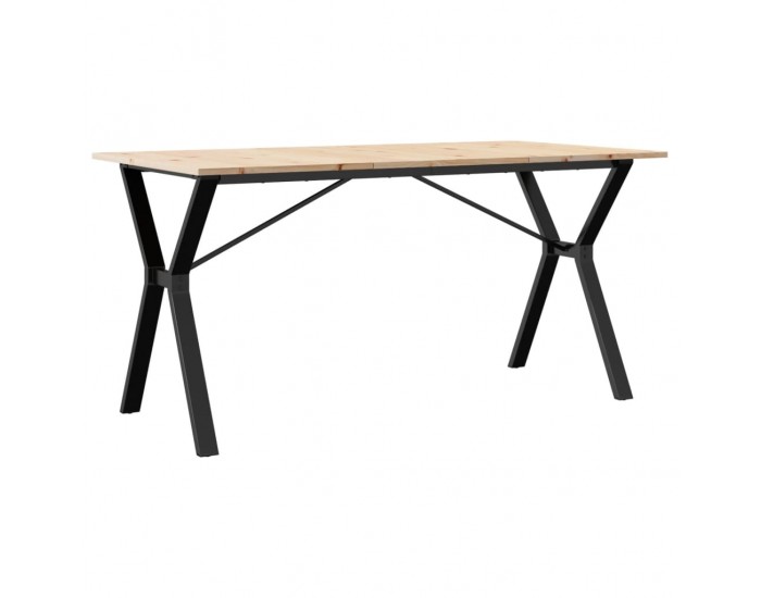 Sonata H Трапезна маса Y-образна рамка 140x80x75 см бор масив и чугун