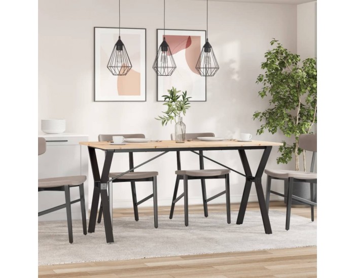 Sonata H Трапезна маса Y-образна рамка 140x80x75 см бор масив и чугун