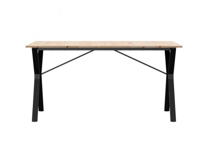 Sonata H Трапезна маса Y-образна рамка 140x80x75 см бор масив и чугун
