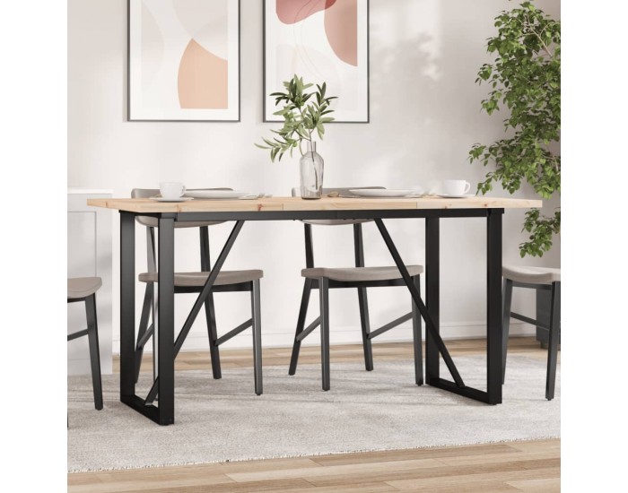 Sonata H Трапезна маса О-образна рамка 160x80x75,5 см бор масив и чугун