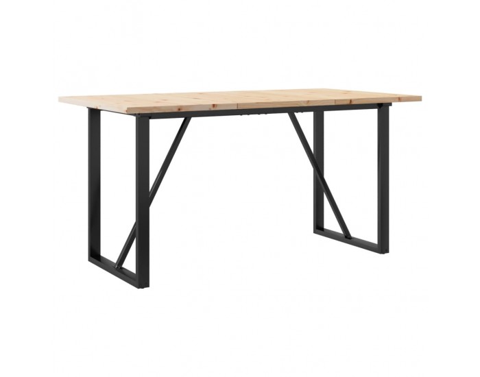 Sonata H Трапезна маса О-образна рамка 160x80x75,5 см бор масив и чугун