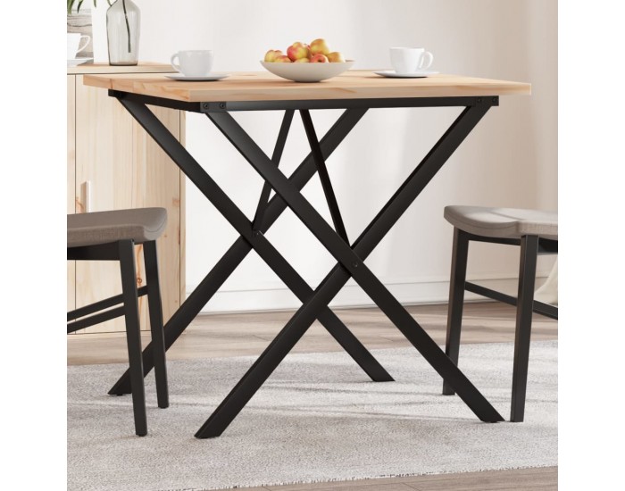 Sonata H Трапезна маса X-образна рамка 90x90x75,5 см бор масив и чугун