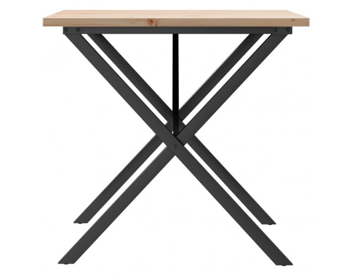 Sonata H Трапезна маса X-образна рамка 90x90x75,5 см бор масив и чугун