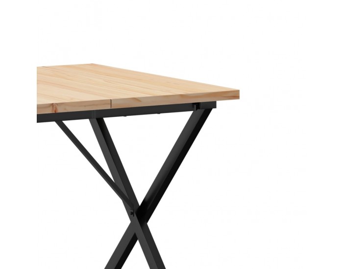 Sonata H Трапезна маса X-образна рамка 90x90x75,5 см бор масив и чугун
