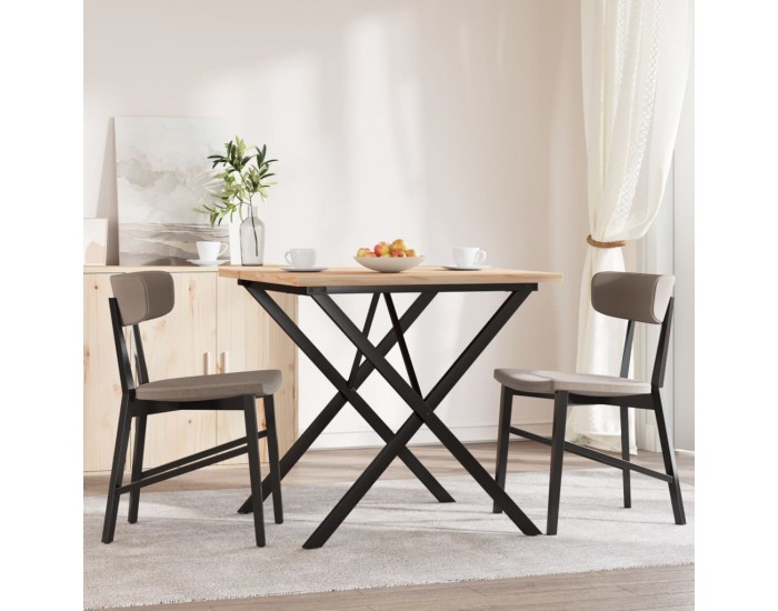Sonata H Трапезна маса X-образна рамка 90x90x75,5 см бор масив и чугун