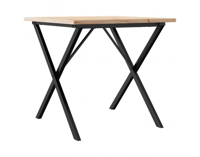 Sonata H Трапезна маса X-образна рамка 90x90x75,5 см бор масив и чугун