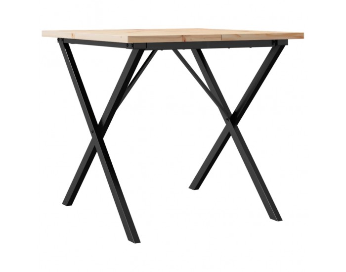 Sonata H Трапезна маса X-образна рамка 90x90x75,5 см бор масив и чугун
