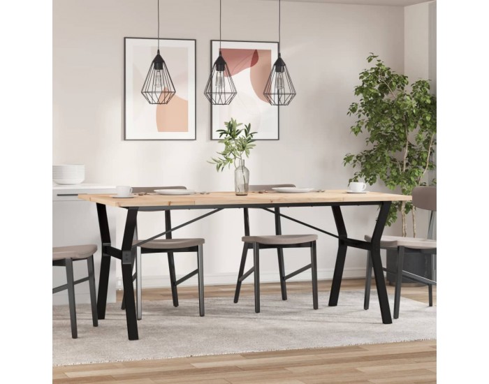 Sonata H Трапезна маса Y-образна рамка 180x90x75,5 см бор масив и чугун