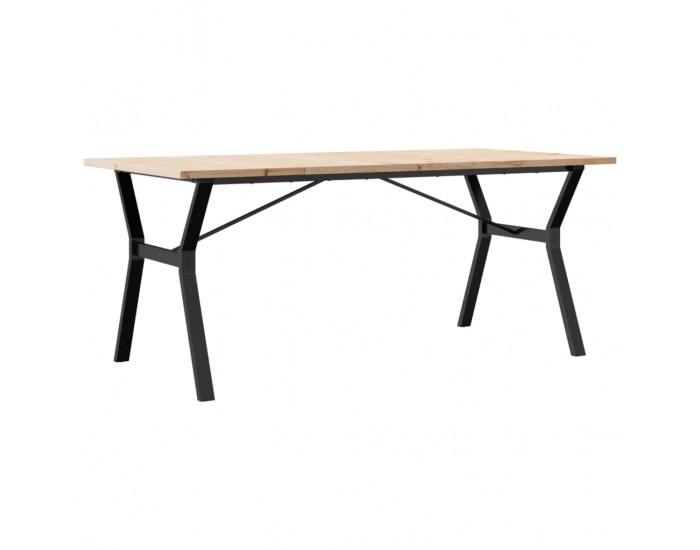 Sonata H Трапезна маса Y-образна рамка 180x90x75,5 см бор масив и чугун