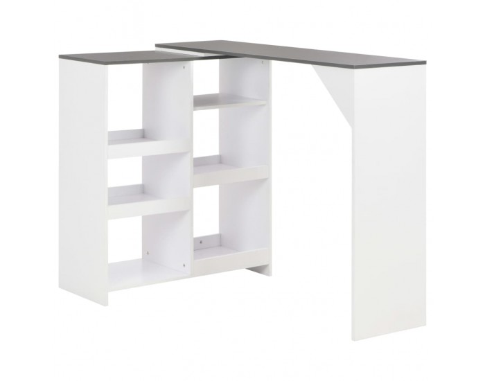 Sonata H Бар маса с подвижен рафт, бяла, 138x39x110 см