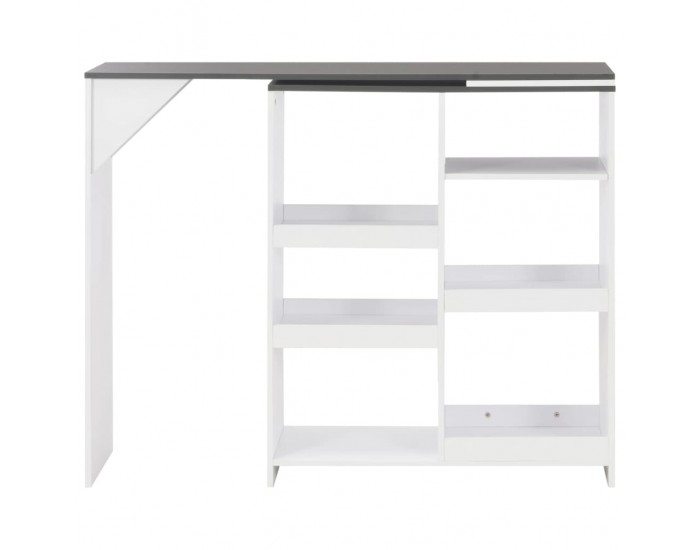 Sonata H Бар маса с подвижен рафт, бяла, 138x39x110 см