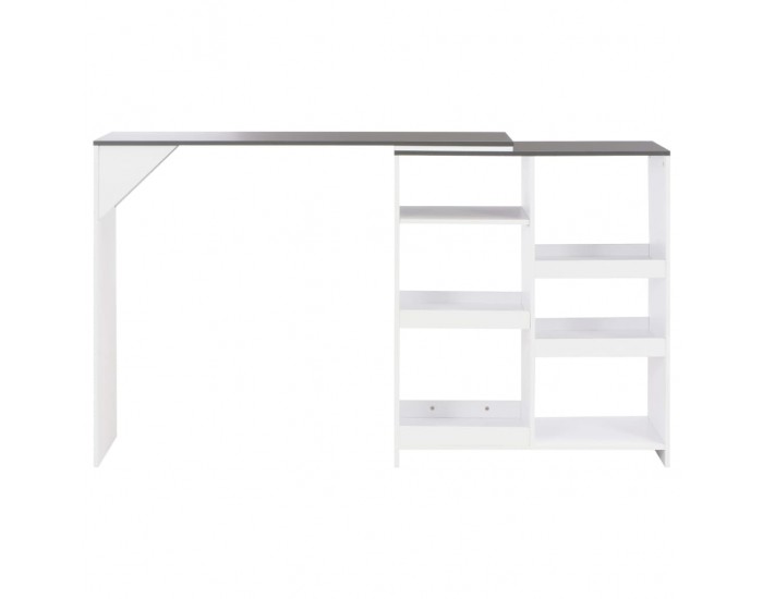 Sonata H Бар маса с подвижен рафт, бяла, 138x39x110 см