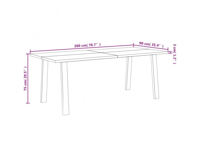 Sonata H Трапезна маса, 200x90x75 см, акациево дърво масив