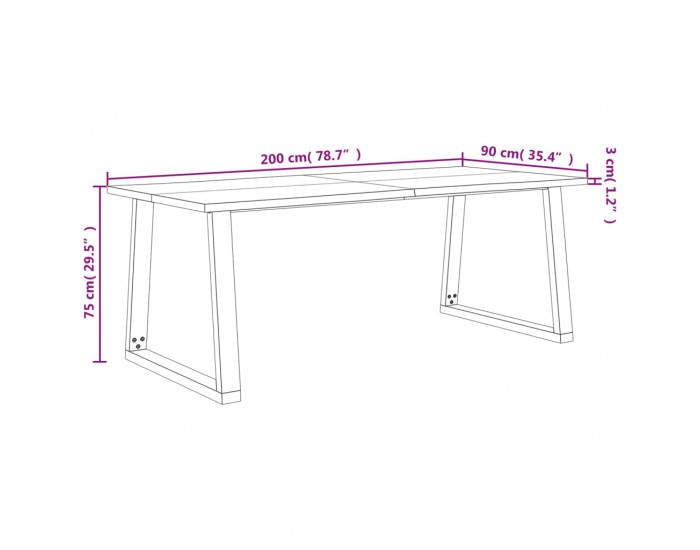 Sonata H Трапезна маса с жив ръб 200x90x75 см масивна акация