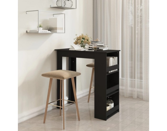 Sonata H Бар маса с рафтове, черна, 102x50x103,5 см, инженерно дърво