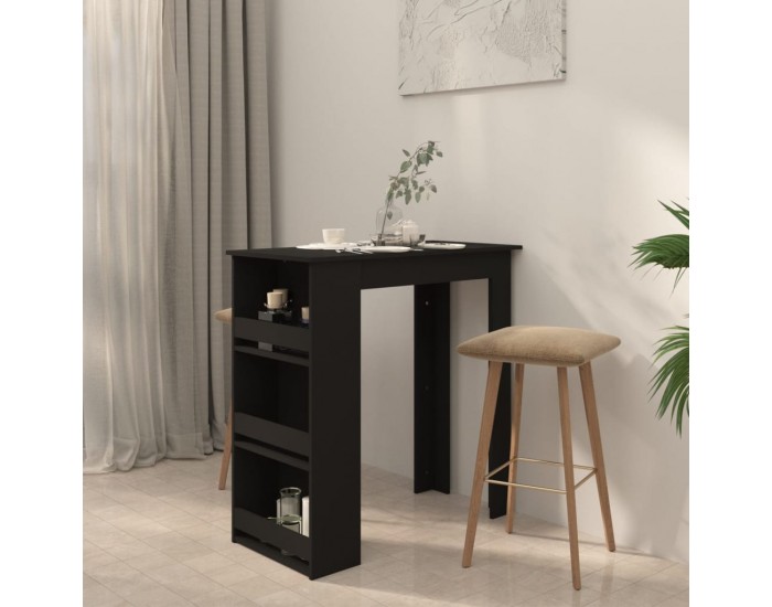 Sonata H Бар маса с рафтове, черна, 102x50x103,5 см, инженерно дърво
