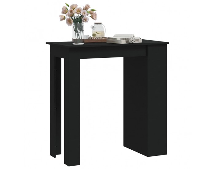 Sonata H Бар маса с рафтове, черна, 102x50x103,5 см, инженерно дърво