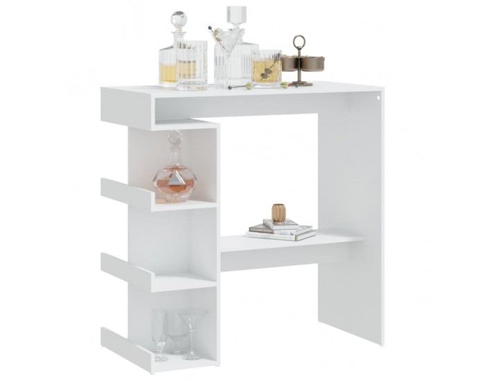 Sonata H Бар маса с рафтове, бяла, 100x50x101,5 см, инженерно дърво
