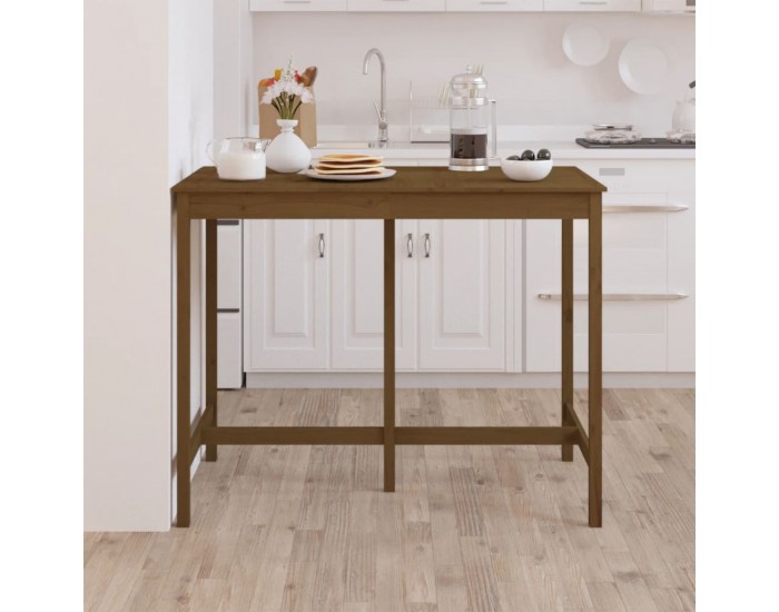 Sonata H Бар маса, меденокафява, 140x80x110 см, борово дърво масив