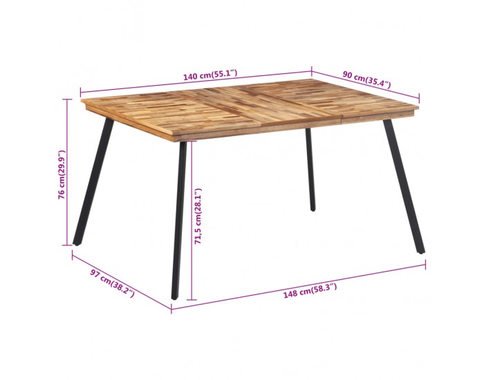 Sonata H Трапезна маса, 148x97x76 см, тик масив