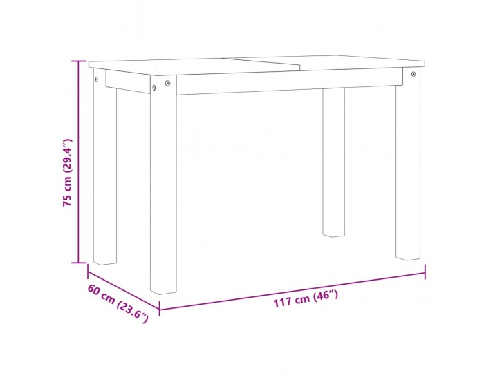 Sonata H Трапезна маса Panama 117x60x75 см бор масив