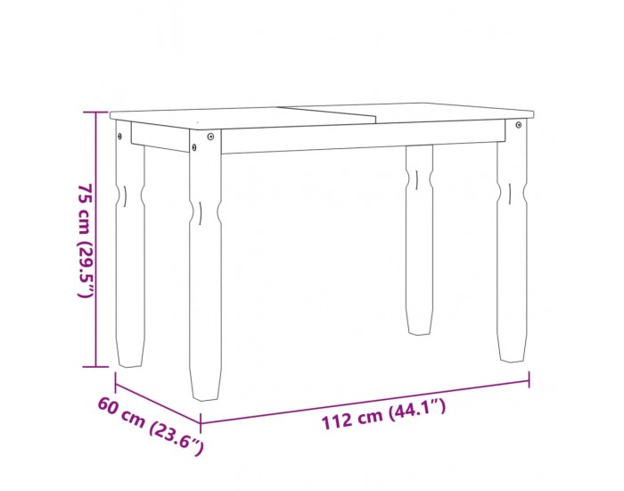 Sonata H Тоалетка Corona, бяла, 112x60x75 см, бор масив