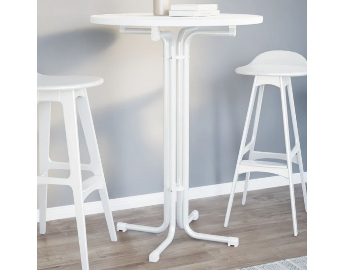 Sonata H Трапезна маса, бяла, Ø80x110 см, инженерно дърво и стомана