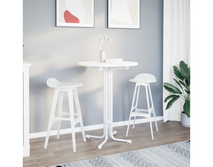 Sonata H Трапезна маса, бяла, Ø80x110 см, инженерно дърво и стомана