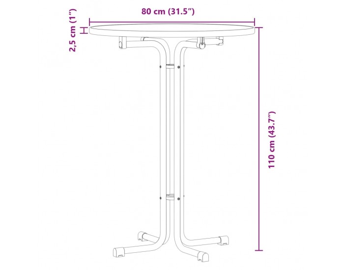 Sonata H Трапезна маса, бяла, Ø80x110 см, инженерно дърво и стомана